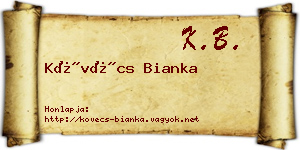 Kövécs Bianka névjegykártya